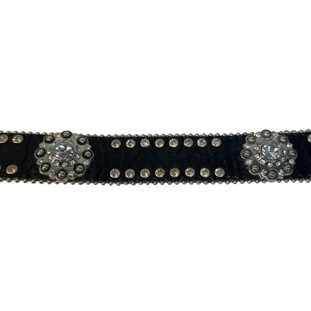 Blazin Roxx Black Studded Concho Belt Belt Women’s Medium Embellished Silver